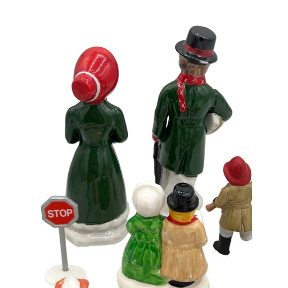 Vintage Christmas Village Figurine Set With Carolers & Santa Brick Walls Fireman - Picture 7 of 8